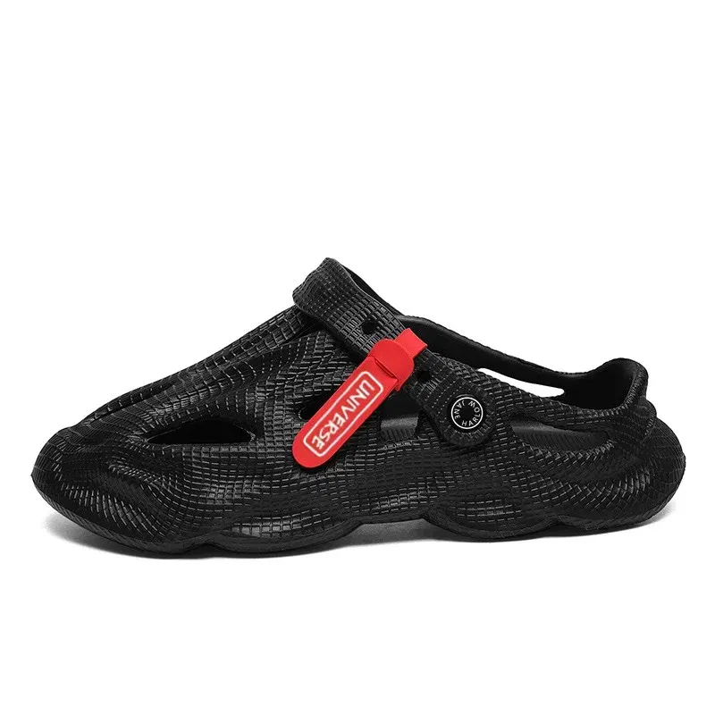 Color: black, Shoe Size: 44 - Summer Men's Clogs Sandals Lightweight Breathable Anti-slip Beach Slippers Men Outdoor Slippers Clogs Anti-slip Beach Slippers