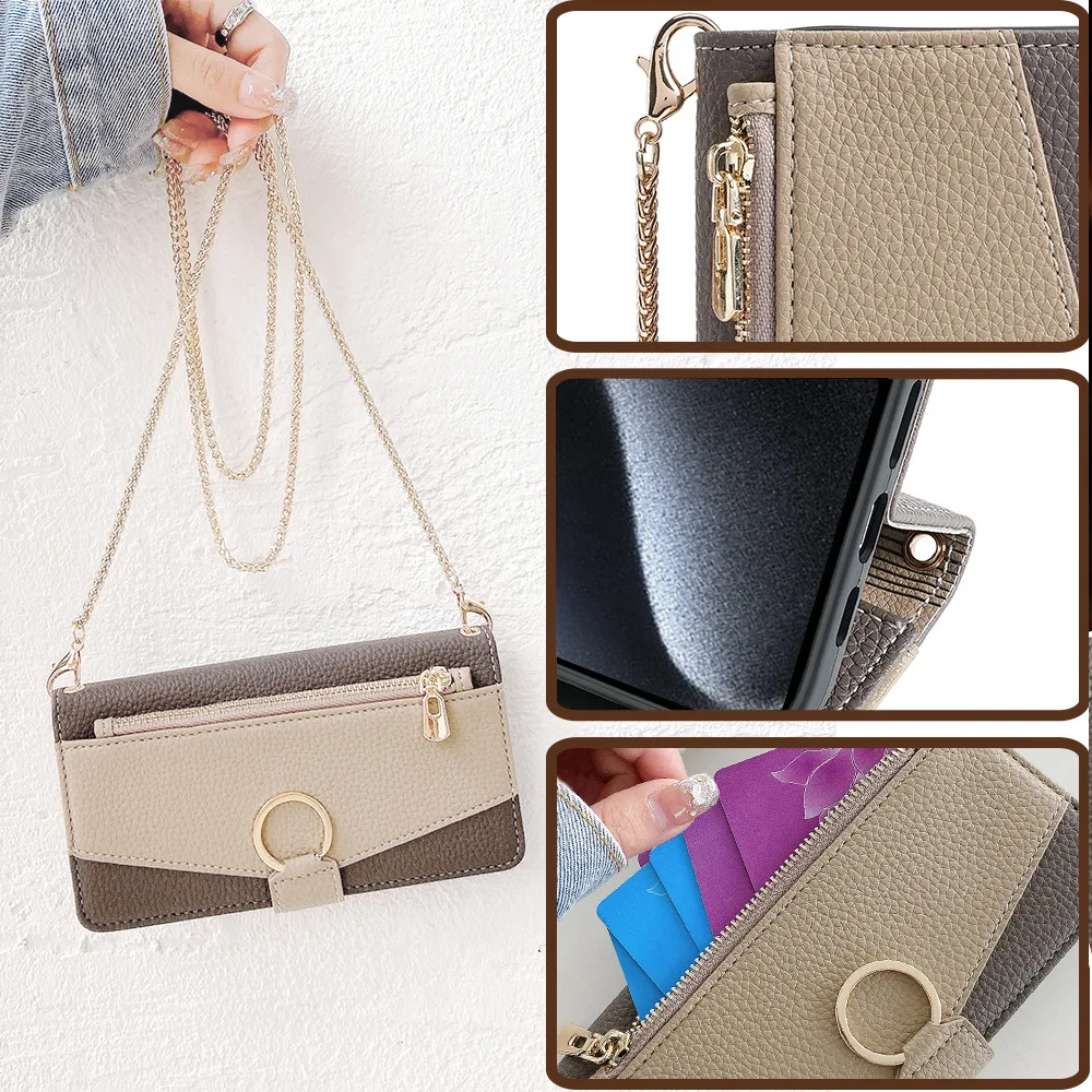 Color: Dark Blue, Compatibility by Model: Galaxy A05 - Leather Phone Case for SAMSUNG Galaxy A05 A06 A16 A15 A36 A56 A26 5G  Crossbody Wallet Case Flip Mirror Cover with Long Lanyard
