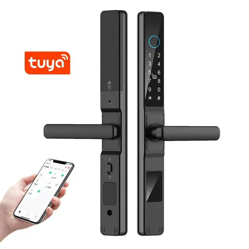 Color: Light Blue, Ships From: CHINA - Tuya Smartlife WiFi Remote Control Waterproof Smart Lock Sliding Aluminum Door Digital Password Card Fingerprint Electronic Lock