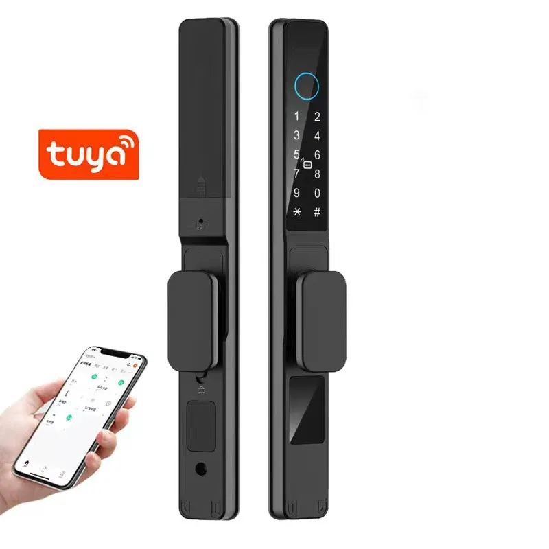 Color: Light Blue, Ships From: CHINA - Tuya Smartlife WiFi Remote Control Waterproof Smart Lock Sliding Aluminum Door Digital Password Card Fingerprint Electronic Lock