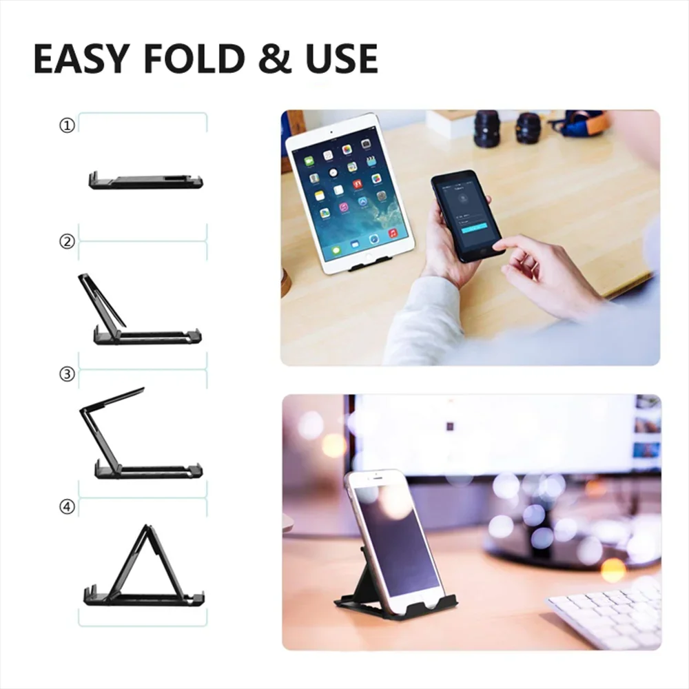 Color: Red - Table Phone Holder Bracket Desktop Stand For iPad iPhone Samsung Xiaomi Huawei Folding Universal Mobile Phone Stand