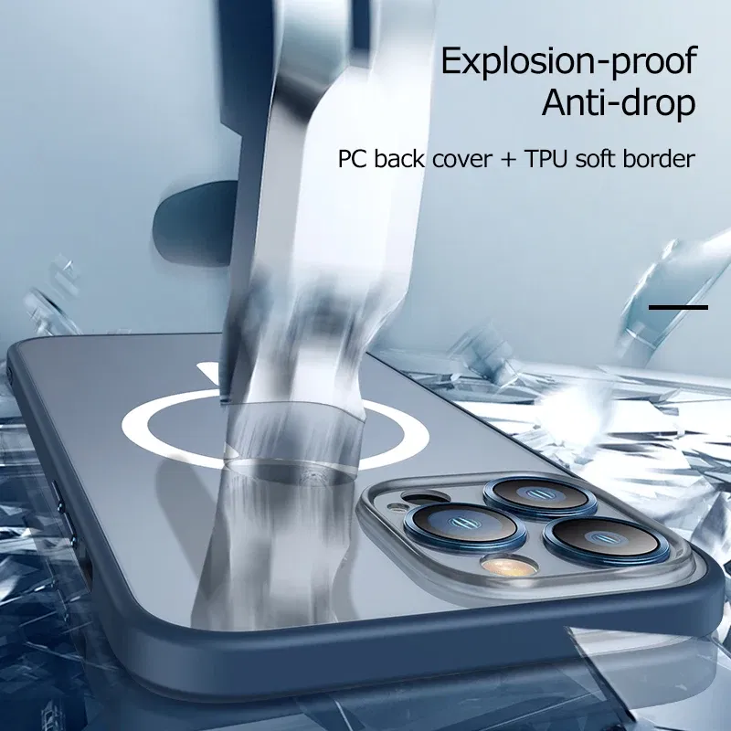 Color: Black, Material: NEOPRENE - Magsafe Magnetic For IPhone 15 Promax Phone Case For iPhon 11 12 13 14 15 Pro Max Plus Lens Glass Ring Protection Silicone Cover