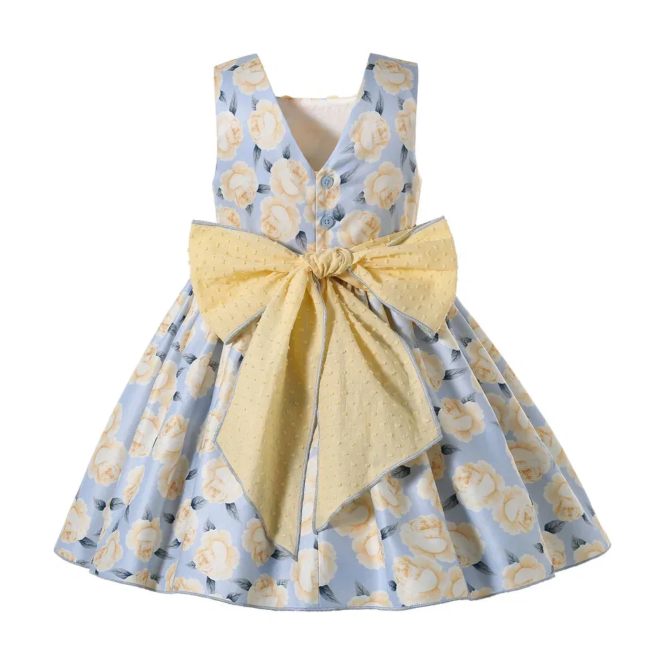 Color: Yellow, Kid Size: 5 - Pettigirl Mother Kids Baby Girls Summer Autumn Flower Bridesmaid Dresses for Children Princess Party Wedding Clothes 2368101214Y