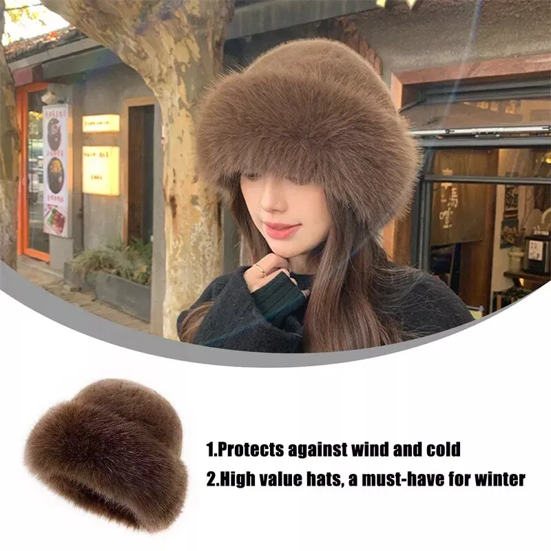 Color: black - Warm Warm Hat Casual Plush Fluffy Plush Cap Versatile Solid Hat for Holiday Season