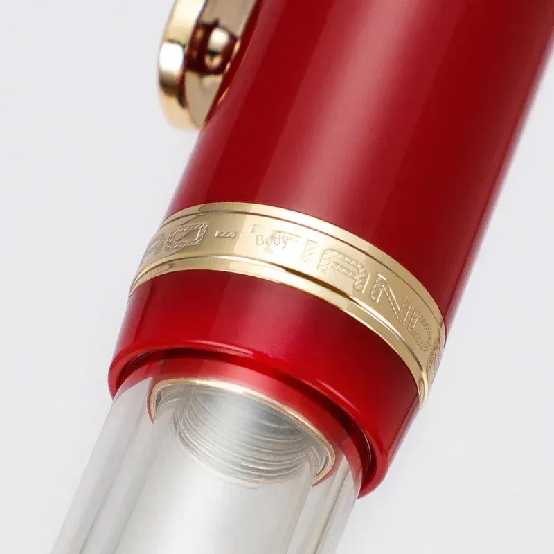 Color: Red, Nib Size: F - Jinhao 1935 TIANDAO Fountain Pen Luxury Guitar Clip F/M Sword Nib Writing Calligraphy Ink Pens Office School Supplies Stationary