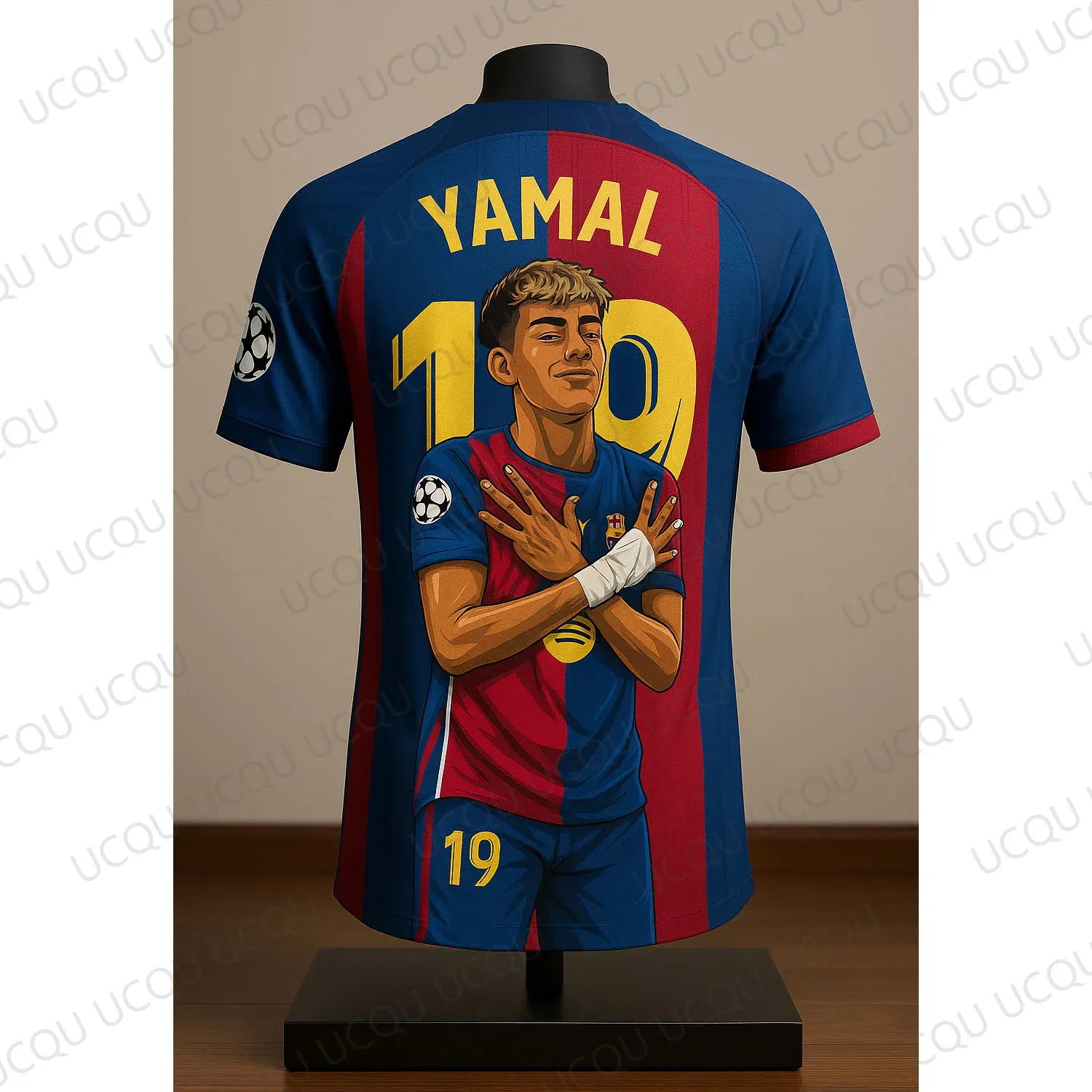 Color: Blue, Kid Size: 7T - Lamine Yamal #19 Cartoon Football Jersey 3D Printed Shirt Fanwear Limited Edition Streetwear Style