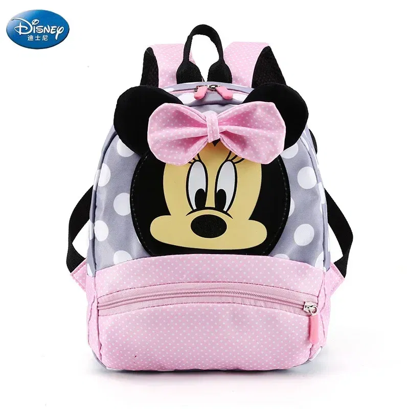 Color: Beige - Disney Cartoon Backpack For Baby Boys Girls Minnie Mickey Mouse Children Lovely Schoolbag Kindergarten Schoolbag Kids Gift