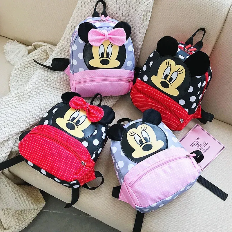 Color: Beige - Disney Cartoon Backpack For Baby Boys Girls Minnie Mickey Mouse Children Lovely Schoolbag Kindergarten Schoolbag Kids Gift