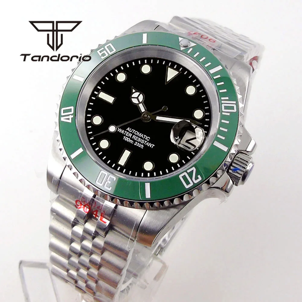 Color: grey - Tandorio NH35A Date Stainless Steel 40mm Dive Automatic Men Watch Sapphire Crystal Rotating Bezel Luminous Mechanical Wristwatch