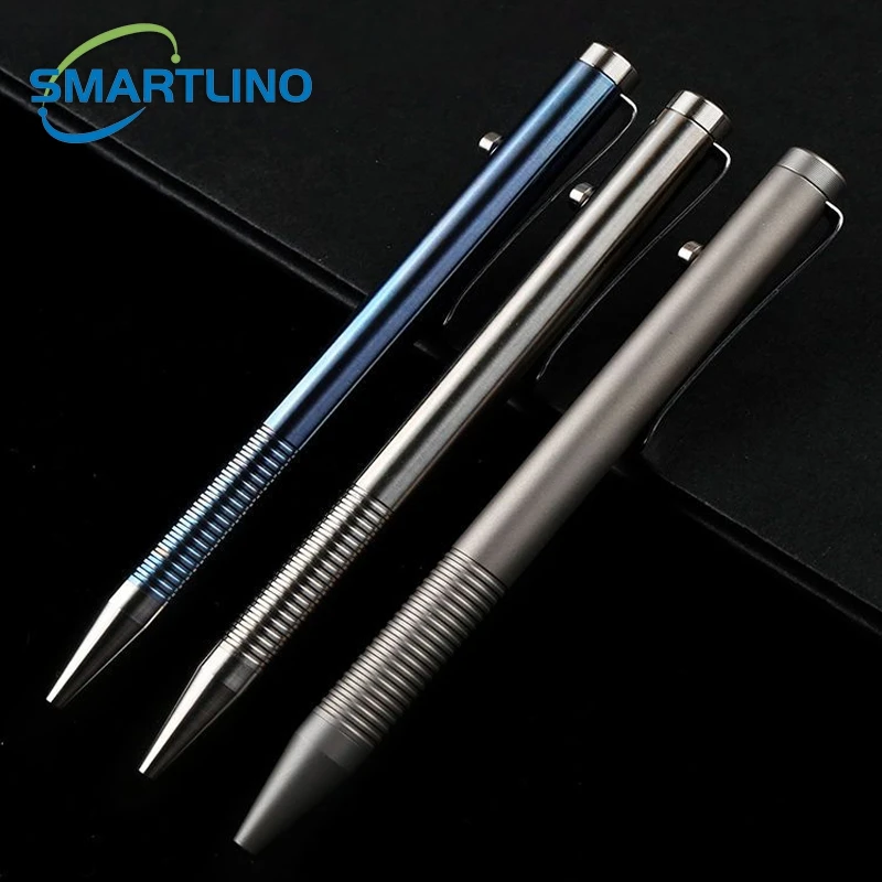 Color: Pink - High Quality Titanium Tactical Bolt Action Ballpoint Pen Self Defense EDC Writing Tools for Outdoor Traveling Office Gift
