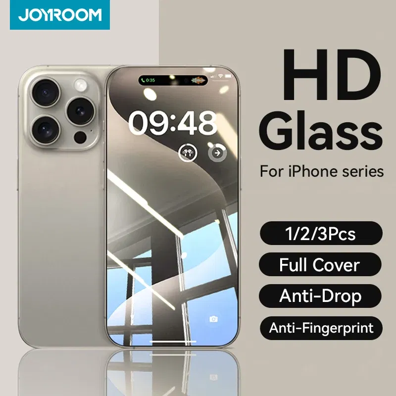 Bundle: Bundle3, Material: Anti Peeping - Joyroom 1/2/3pcs Tempered Glass For iPhone 16 15 14 13 12 11 Pro Max Screen Protector For iPhone 16 Full Screen Protective Glass
