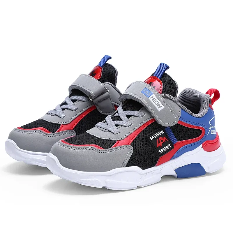 Color: Blue, Shoe Size: 29 - Children Casual Shoes for Boys Breathable Sneaker Summer Air Mesh Kids Hook&Loop Students School Shoe Size28-40