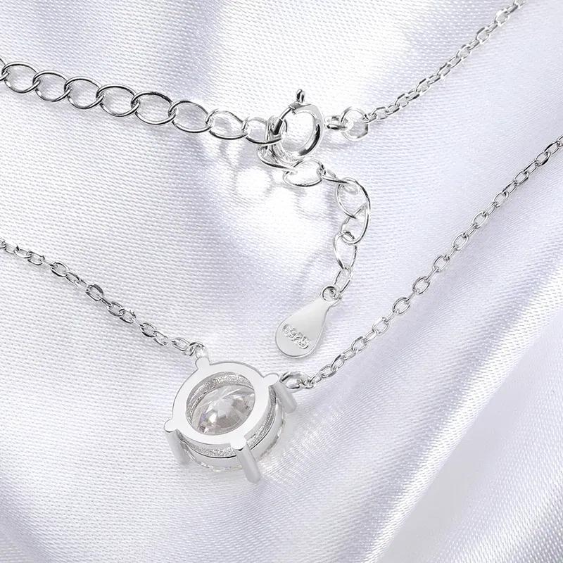 Gem Color: WHITE, Metal Color: Light Yellow Gold Color - Smyoue White Gold Plated 1-10CT Moissanite Necklace for Women Classic Four Claws Pendant Wedding Jewelry 925 Sterling Silver GRA