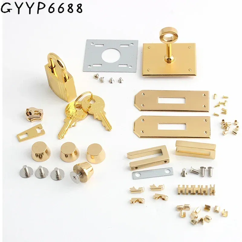 Color: Chocolate, Size: L - 1-5Sets Gold,Silver Stainless Steel Rectangle Eyelets Hanger Clasp Locks For Women DIY Handbags Shoulder Purse Bags Accessories