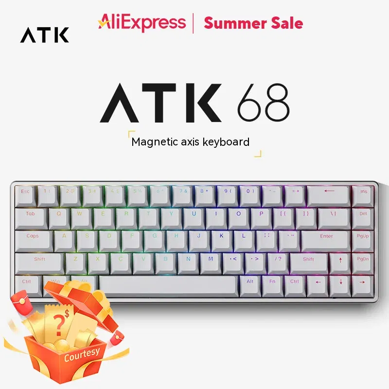 Color: BROWN, Axis Body: BLACK SWITCH, Ships From: CHINA - ATK ATK68 Keyboard Magnetic Switch Gaming Keyboard SMART SPEED X Quick Trigger Aluminum Alloy Mechanical Keyboard RGB PC Gamer
