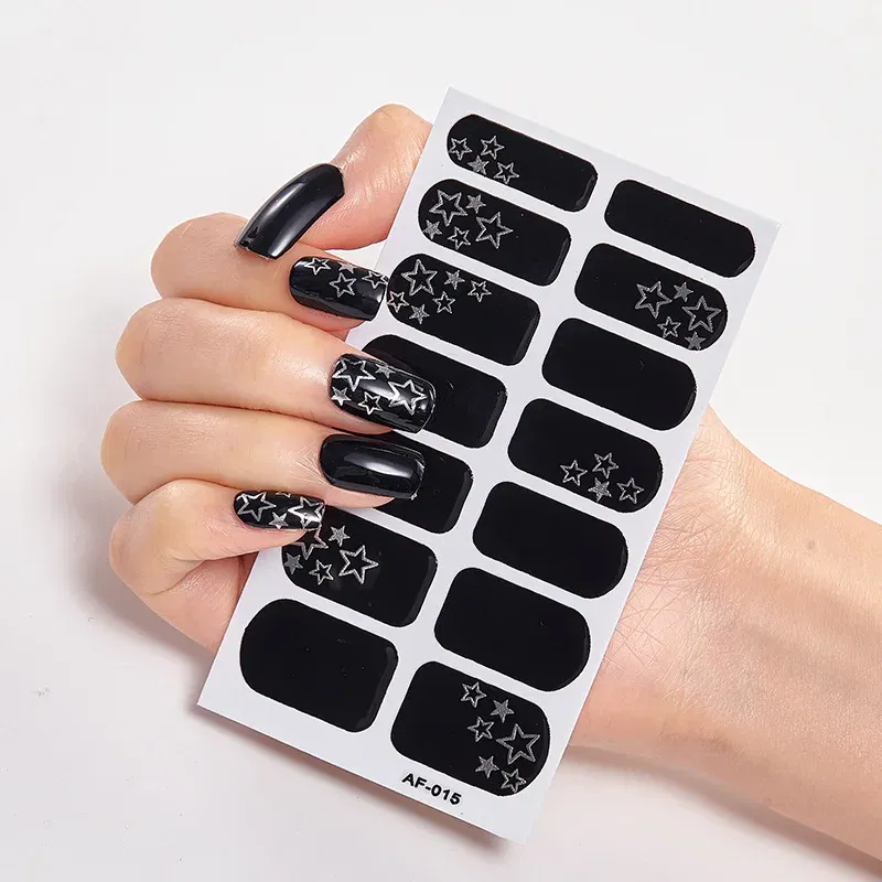 Color: Blue White - Nail Sticker set Self Adhesive Nail Sticker Nail Strips Nailart Sticker Sticker For Nails Foil Nail Art Stickers 2020 Shiny