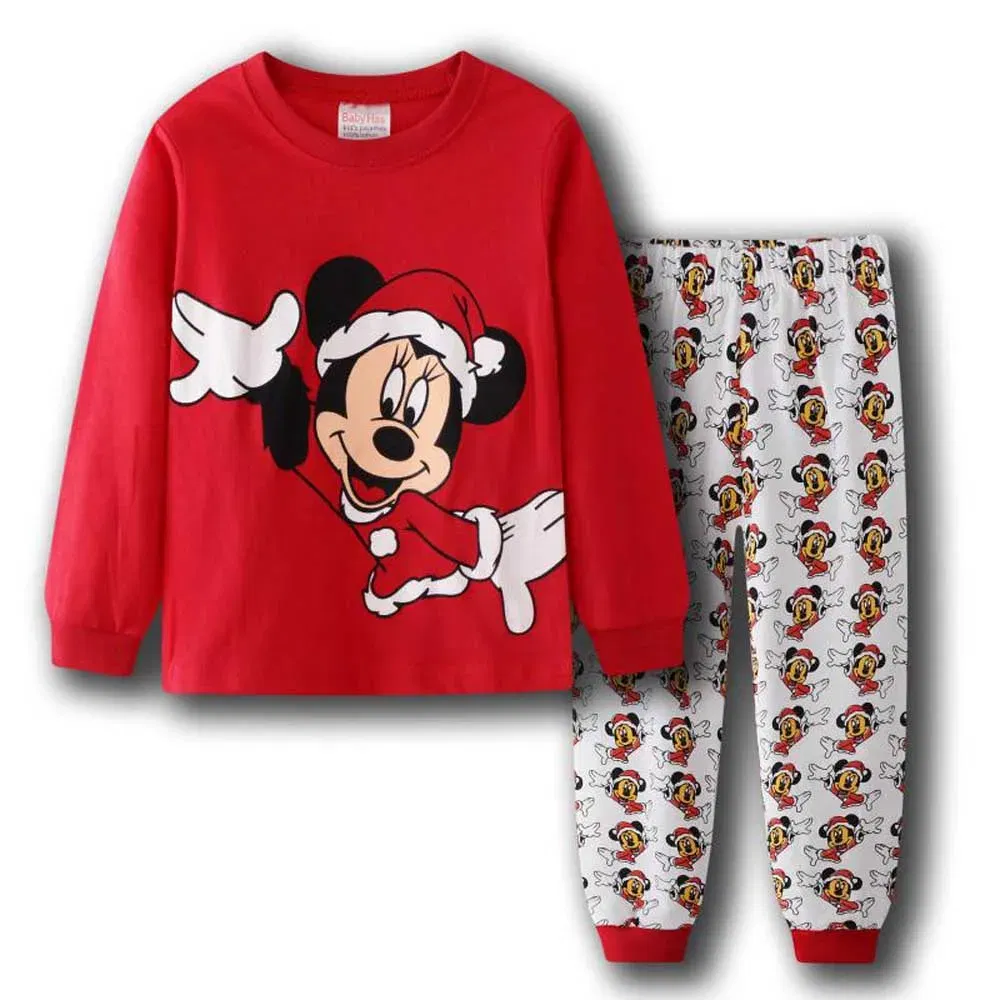 Color: GRAY, Kid Size: 8 - MINISO Disney Boys Girls Pajamas Sets Kids Toddler 2 to 3 4 5 6 7 Years Cotton Long Sleeve Spring Fall Children Homewear Pijamas