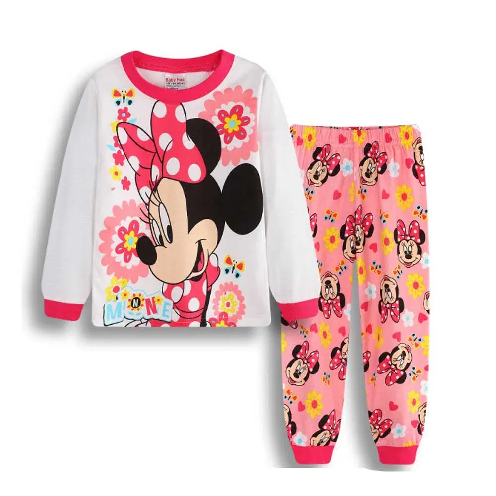 Color: GRAY, Kid Size: 8 - MINISO Disney Boys Girls Pajamas Sets Kids Toddler 2 to 3 4 5 6 7 Years Cotton Long Sleeve Spring Fall Children Homewear Pijamas