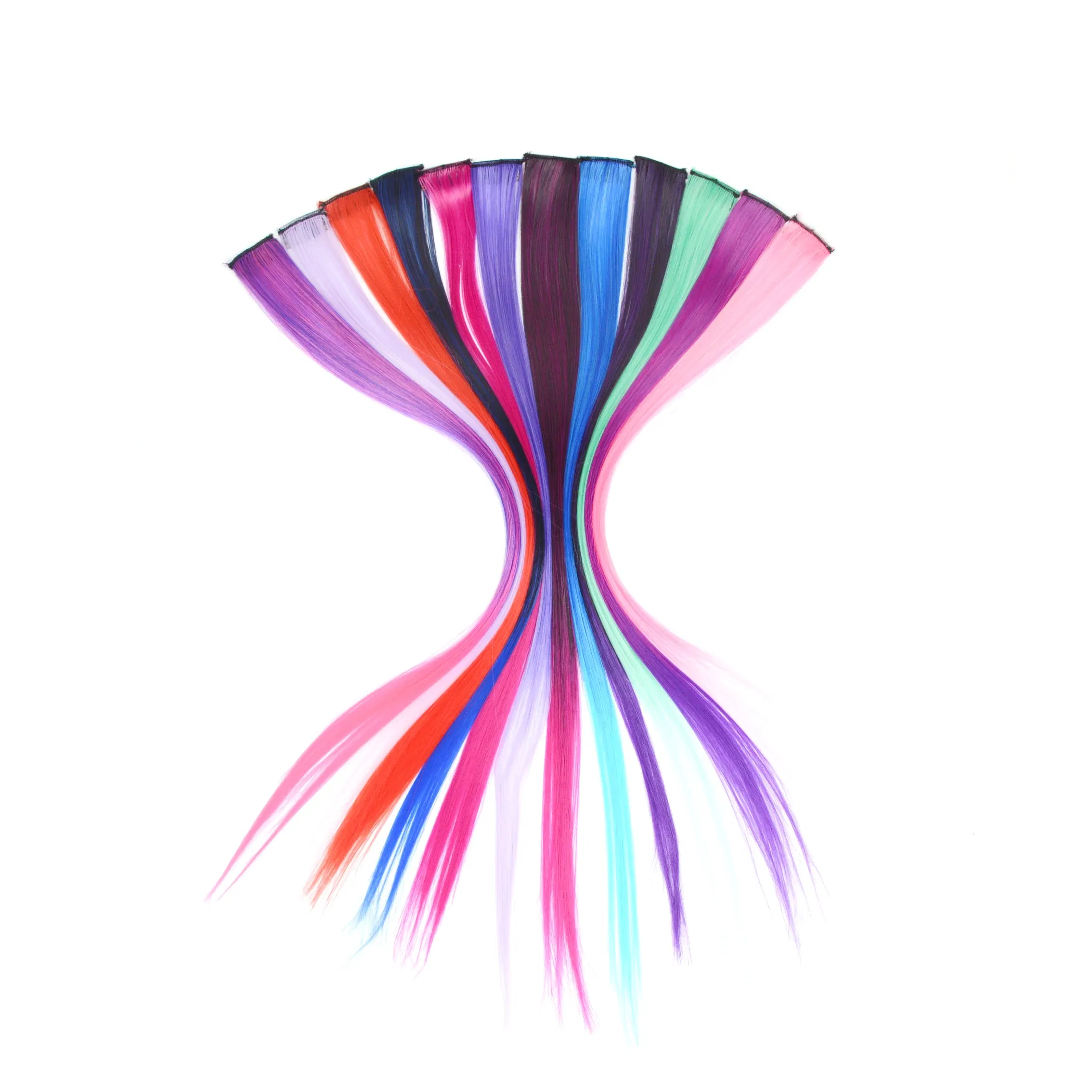 Color: OMBRE, Stretched Length: 22inches - Synthetic Clip-in Hair Extensions 22" Long Colorful Straight Hair Pieces Synthetic Hairpieces for Daily Festival Party