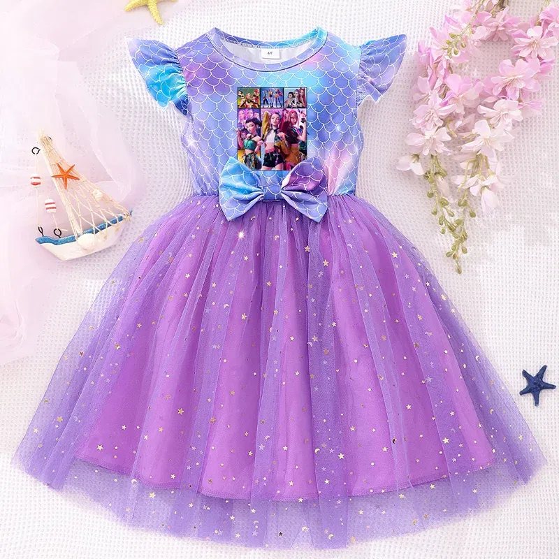 Color: Khaki, Size: One Size, Ships From: CHINA, Height: 170 - KPop Demon Hunter Christmas Princess Dress Girl Fashion Casual Autumn Butterfly Dress Wedding Birthday Party Dress Gift Clothes