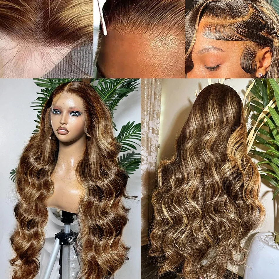 Stretched Length: 32inches, Hair Color: #18, Density: 200%, Ships From: CHINA - Highlight Wig Human Hair P4/27 Body Wave Wigs Highlight 13x6 Hd Lace Frontal Wig Human Hair 13x4 Hd Lace Front Human Hair Wigs