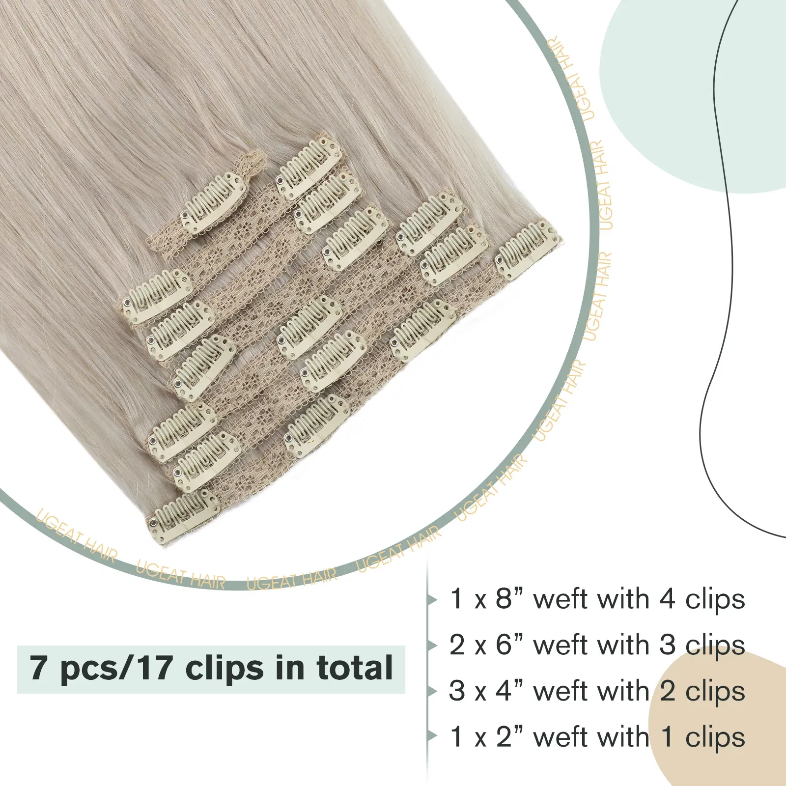 Color: Black Wine, Length: 20 INCHES, Weight Per Package: 120g/Set - [16 Colors] Ugeat Clip in Hair Extensions Human Hair 14-22" Double Weft Remy Hair Full Head Clip in Extensions for Woman 7Pcs