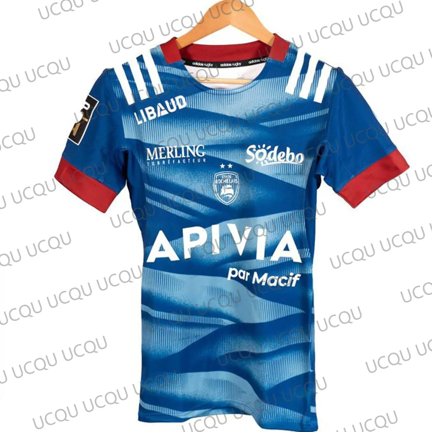 Color: SKY BLUE, Kid Size: 4 - 2025 New Arriavl France Rugly Jersey 24-25 Game Jersey Oversized Stade Rochelais  Football Short Sleeve Tops
