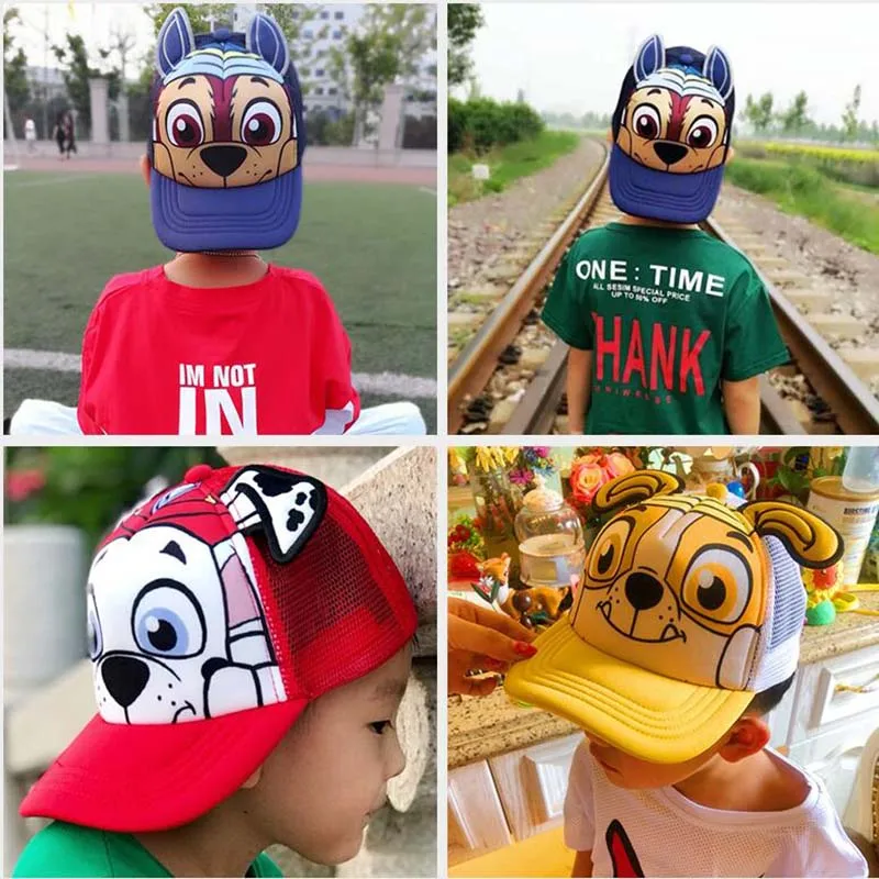 Color: Yellow - Genuine Paw Patrol Cartoon Child Baseball Cap Hip Hop Mesh Sun Protection Sun Hat Boys Girls Caps Snap back Hats Sports Hat