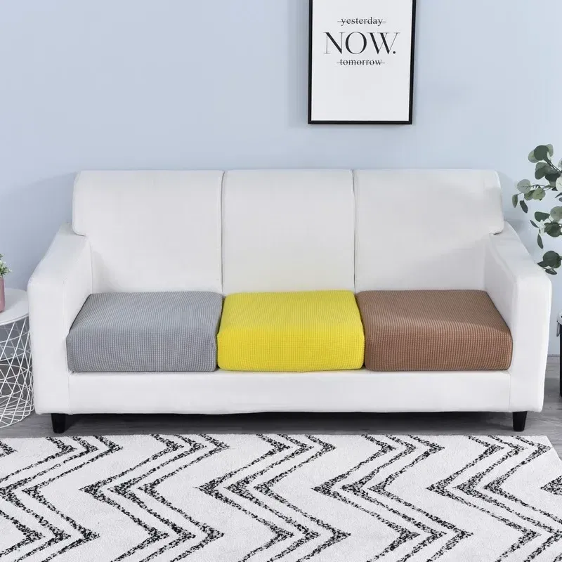 Color: OLIVE YELLOW, Specification: 80*120cm - Jacquard Sofa Cushion Cover for Living Room Pets Kids Furniture Protector Polar Fleece Stretch Washable Removable Couch Covers