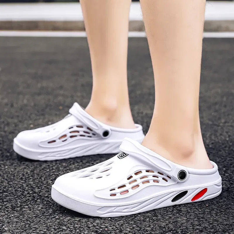 Color: WHITE, Shoe Size: 48 - Plus Size 47 48 49 Men Summer Clogs Sandals EVA Slippers Men and Women Garden Shoes Beach Sandals Couple's Outdoor House Slides