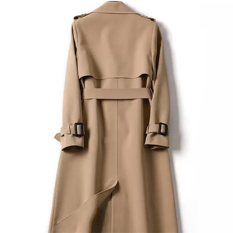 Color: Blue, Size: L - Autumn Winter Long Sleeve Trench Coat For Women 2024 Fashion Loose Office Lady Long Outerwears Jacket Coats Female Clothing