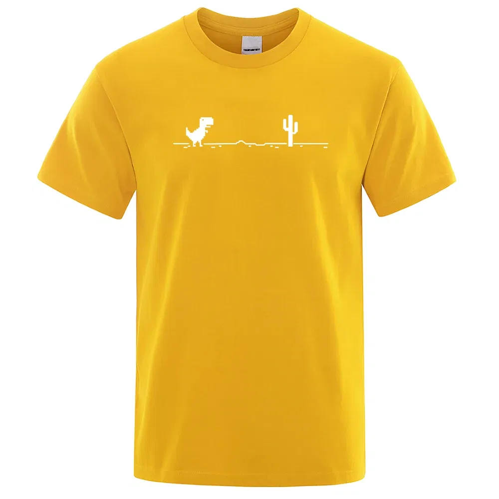 Color: army green, Size: L - Mens T-shirts Printed Dinosaur Cactus Funny Tops Summer Cotton T-shirt for Men Casual O-Neck Tee Shirts Streetwear Basic Top