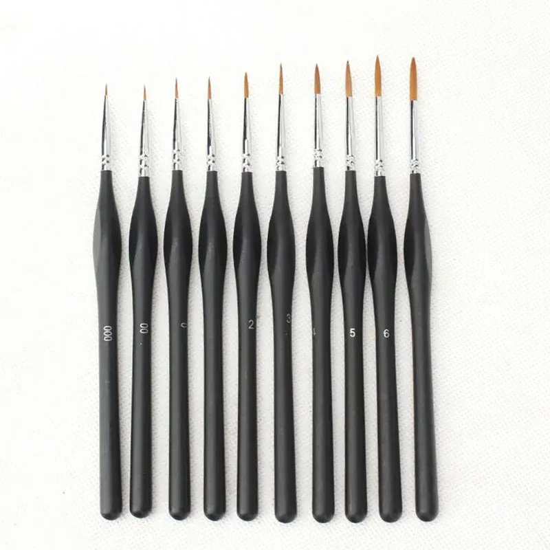 Color: green - 1pcs Soft Wolf Fur Paint Brushes Hook Line Pen Watercolor Painting Acrylic Watercolor Brush Art Supplies for Painting