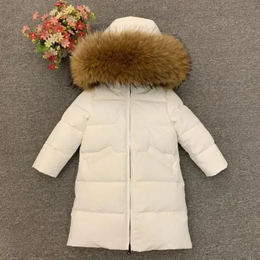 Color: Orange, Kid Size: 8 - Children Girl boy Winter real fur thickened down jackets 90 down Long Coat jacket overcoat baby kids clothing -30 outwear ws1245