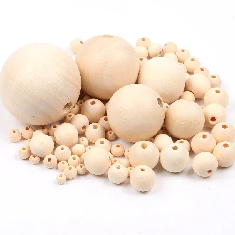 Color: PINE, Wood Diameter: 16-17cm - 2-500Pcs Natural Wooden Beads with Holes 4-30mm Round Spacer Wooden Bead Ball Loose Wood Bead Charm for DIY Handmade Accessories