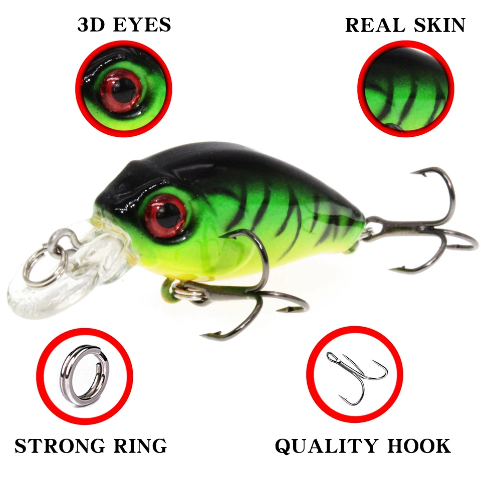 Color: PURPLE - 1PCS Wobblers Quality Crankbait Simulation Fishing Lure 4.5cm 3.8g Jerkbait Floating Hard Bait Bass Carp Pesca Fishing Tackle
