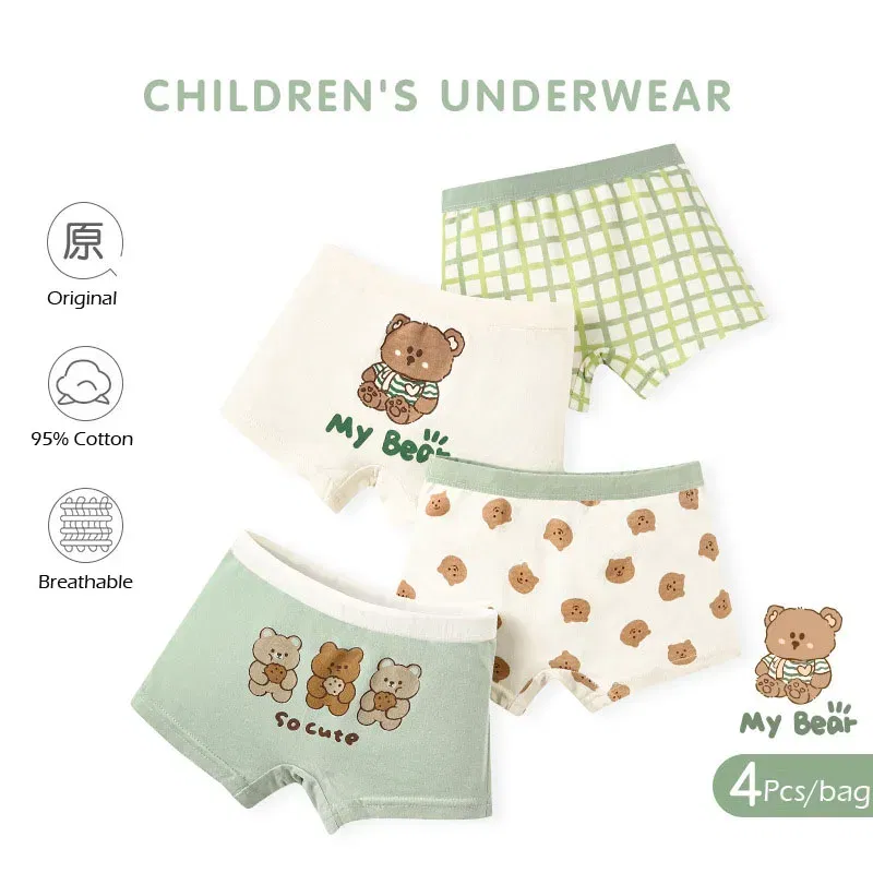 Color: Blue, Kid Size: 4T - Kids Boys Underwear Spring Newest Baby Underpants Children 4pcs Cotton Briefs Boys Boxer Shorts Baby Underwear