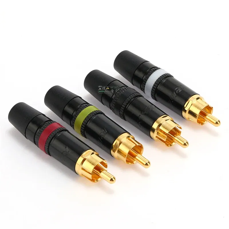 Color: PURPLE - Original Neutrik's REAN Gold-plated Phono RCA Connector Audio Video Lotus Plug NYS373 Cable Connector NYS366 with Spring Tail