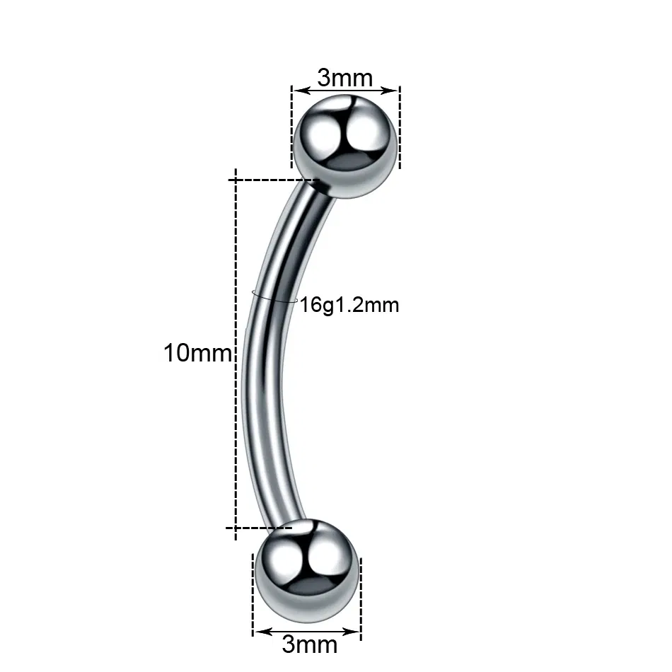 Metal color: Light Yellow Color, Main Stone Color: black - G23 Titanium Epoxy Curved Barbells Eyebrow Rings Piercing Curved Bar Banana Eyebrow Ear Cartilage Tragus Body Piercing Jewelry