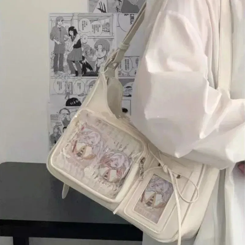 Color: Beige - Women's Transparent Ida Bags Japan Shoulder Bags Women Students Crossbody Bags Women's Designer Handbags