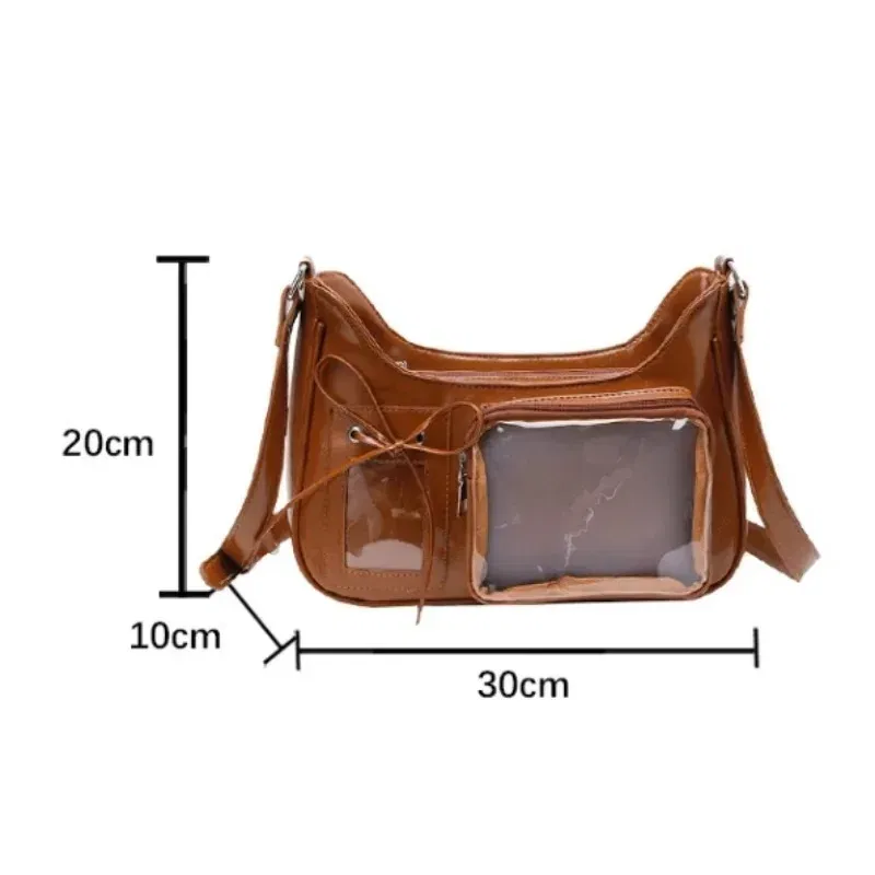 Color: Beige - Women's Transparent Ida Bags Japan Shoulder Bags Women Students Crossbody Bags Women's Designer Handbags