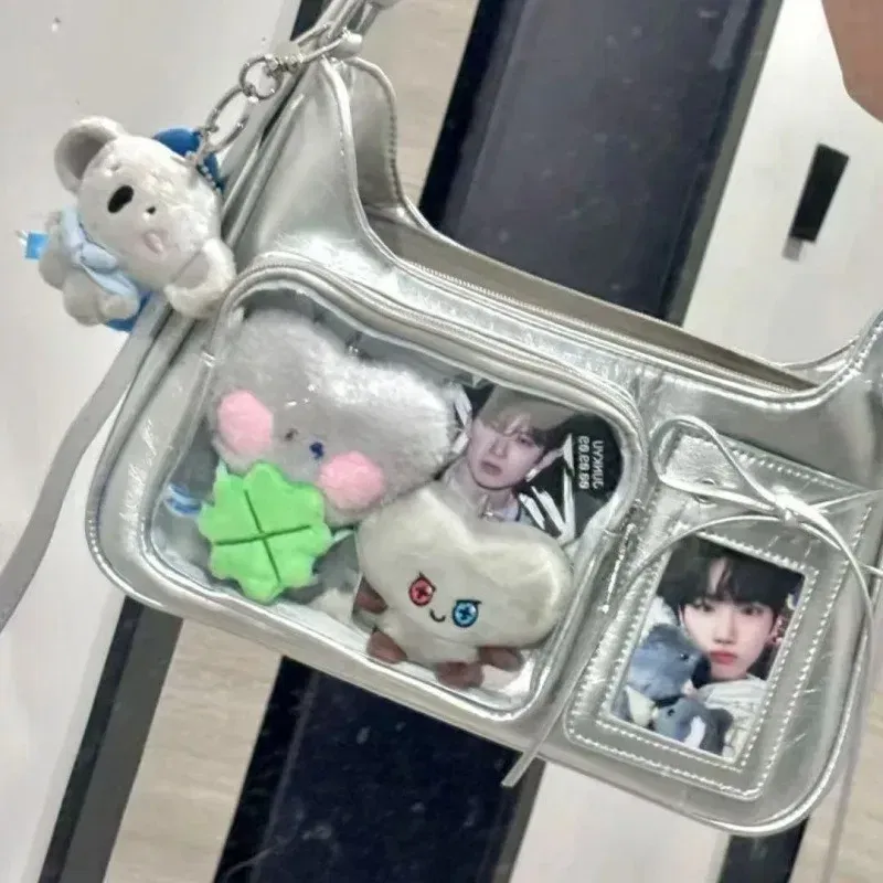 Color: Beige - Women's Transparent Ida Bags Japan Shoulder Bags Women Students Crossbody Bags Women's Designer Handbags