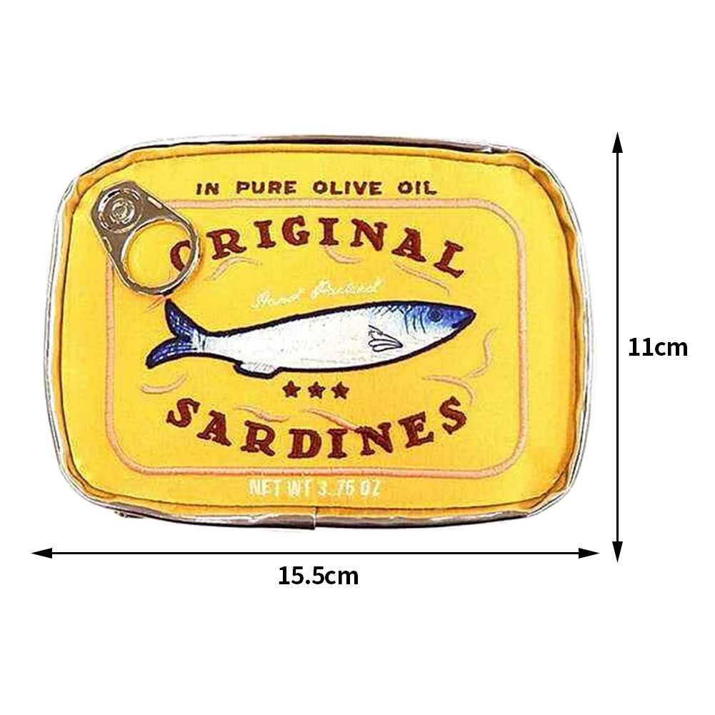 Color: Clear - Cute Cosmetic Bag Sardines Cans Shape Funny Packages Creative Portable Toiletry Bag Fashion Zipper Small Soft Makeup Bags