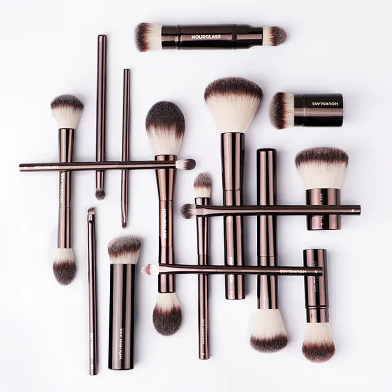 Handle Color: light green - Hourglass Makeup Brushes Powder Foundation Concealer Blusher Bronzer Eye Shadow Eyebrow Eyeliner Sculpting Brush