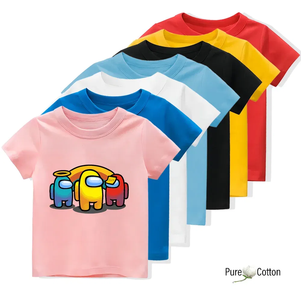 Color: WHITE, Kid Size: 4T - Summer trend wear with many anime patterns sunscreen printing close to the skin cool 4-12 years old children delicate line unifo