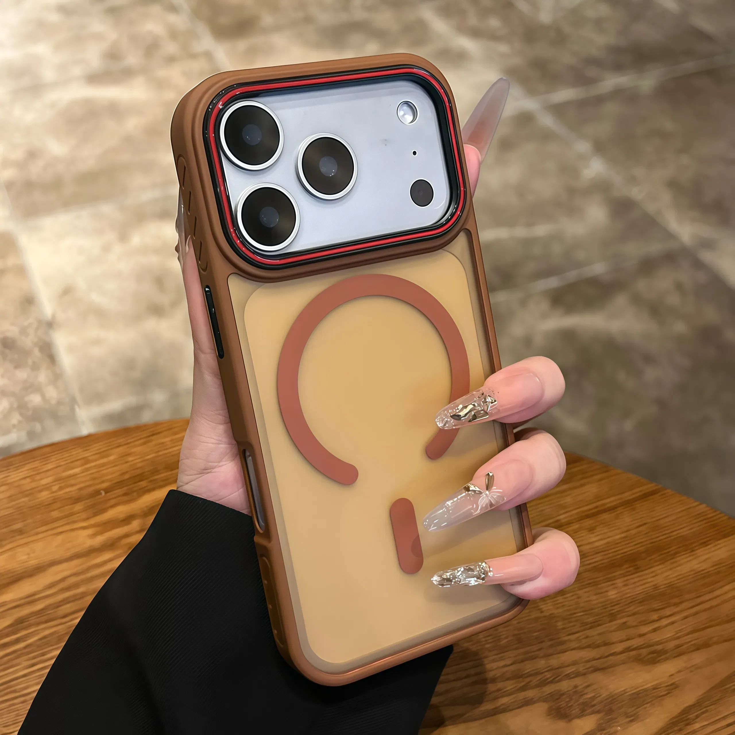Color: Orange, Compatibility by Model: iPhone 13 Pro Max - Wireless Charging Matte Magnetic Case for iPhone 17 16 ProMax 15 14 Plus 13 12 11 17 Air Anti Fall Bumper Translucent TPU Cover