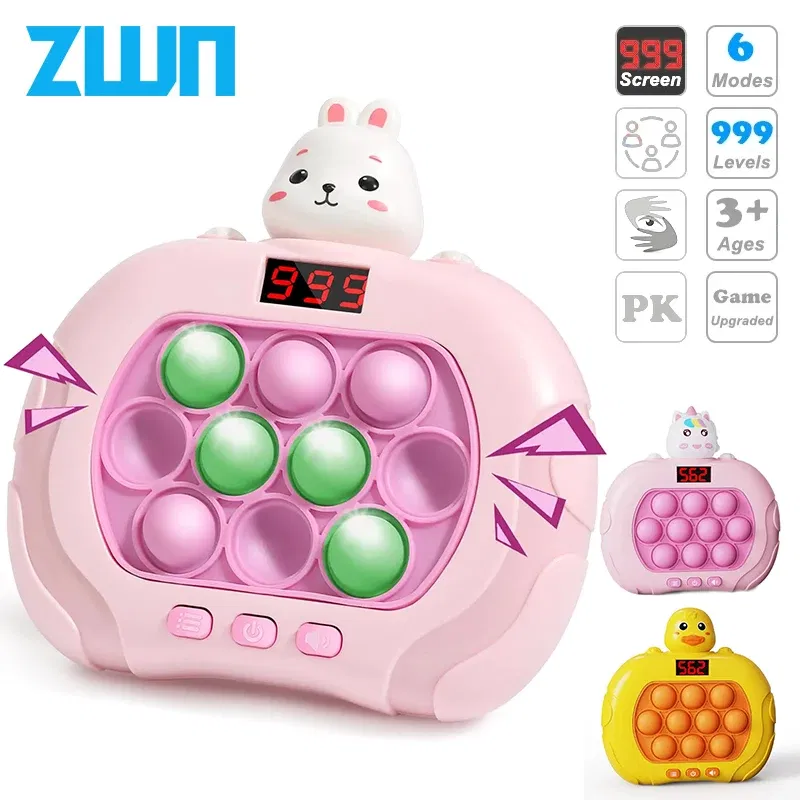 Color: plum - 999 Level Electronic Pop Quick Push Bubbles Game Machine Kids Cartoon Fun Squeezing Toys Anti Stress Sensory Bubble Toy Gifts