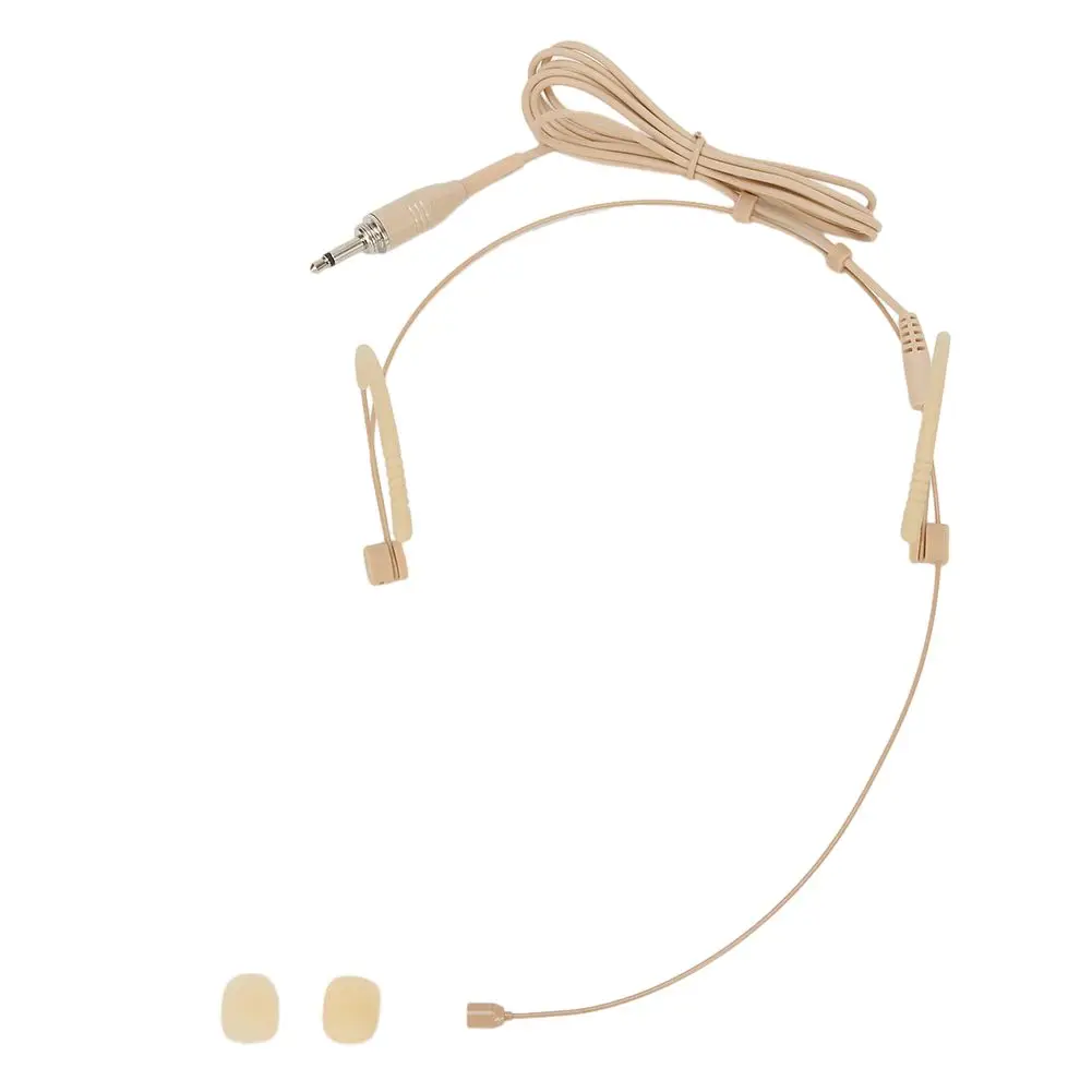 Color: Black, Ships From: CHINA - Beige Headworn Microphone with Smooth Steel Ear Hang Perfect for Houses of Worship and Minimum Visibility Applications