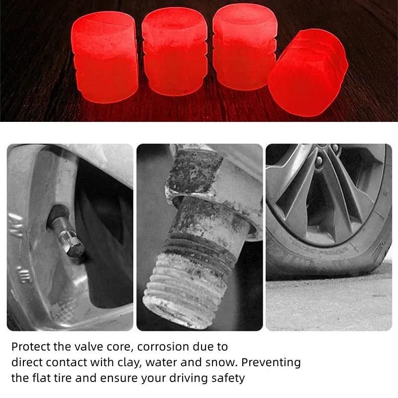 Color: Brown - Luminous Valve Caps Fluorescent Red Night Glowing Car for Mercedes-Benz A B C E S G M ML GLK  CL CLK CLS E GL R SL SLK SLS-class