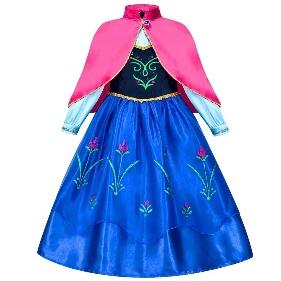 Kid Size: 4T, Color: SKY BLUE - Disney Frozen Elsa Anna Princess Dresses Girls Mesh Sequin Dress Kids Cosplay Snow Queen Costumes Carnival Birthday Party Gowns